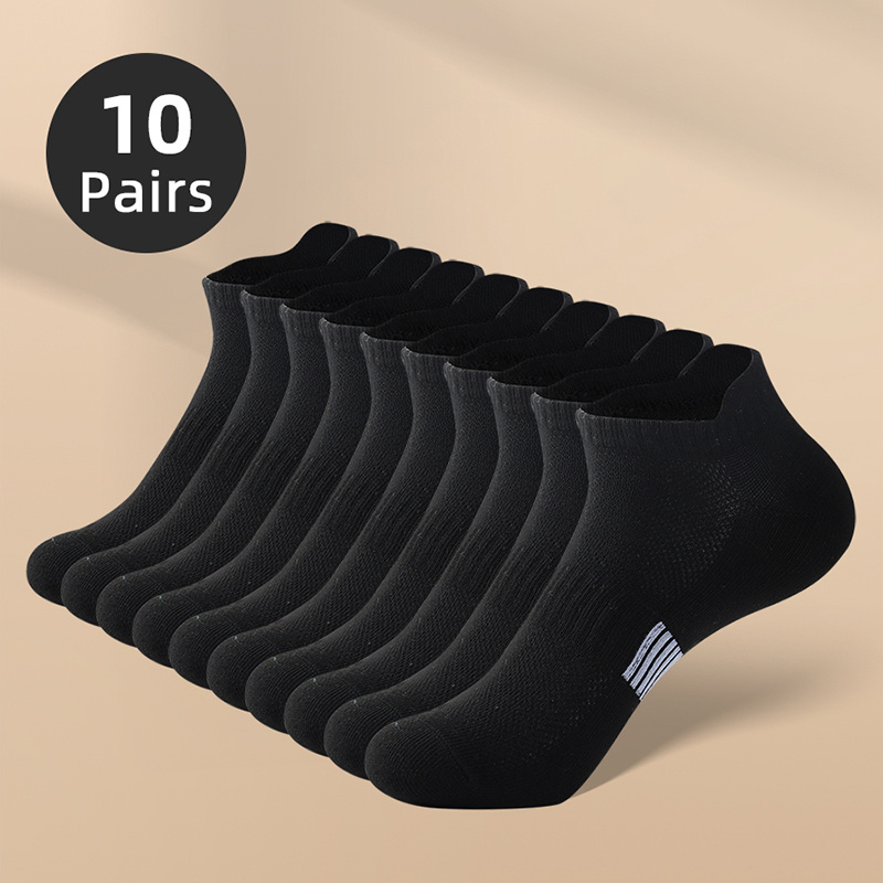 

10 Pairs Of Men's Low Cut Ankle Socks, Anti Odor & Sweat Absorption Breathable Mesh Sport Socks, For All Seasons Wearing