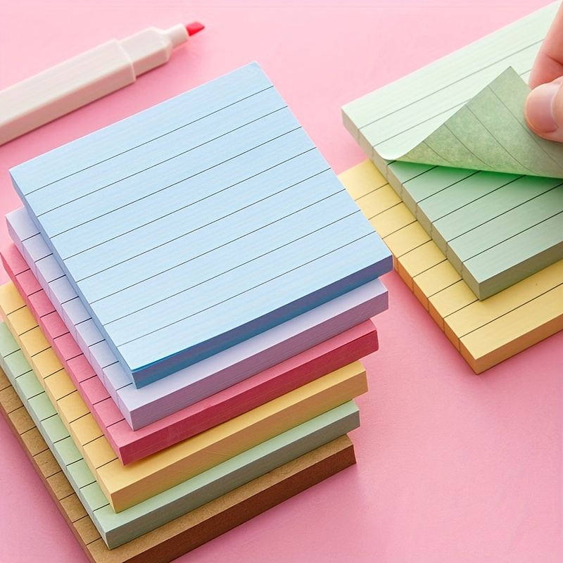 

Colorful Lined Self-stick Notes - 80 Sheets Per Pack, Self-adhesive For Home, Office & School Use - Convenient Reminder Sticky Pads