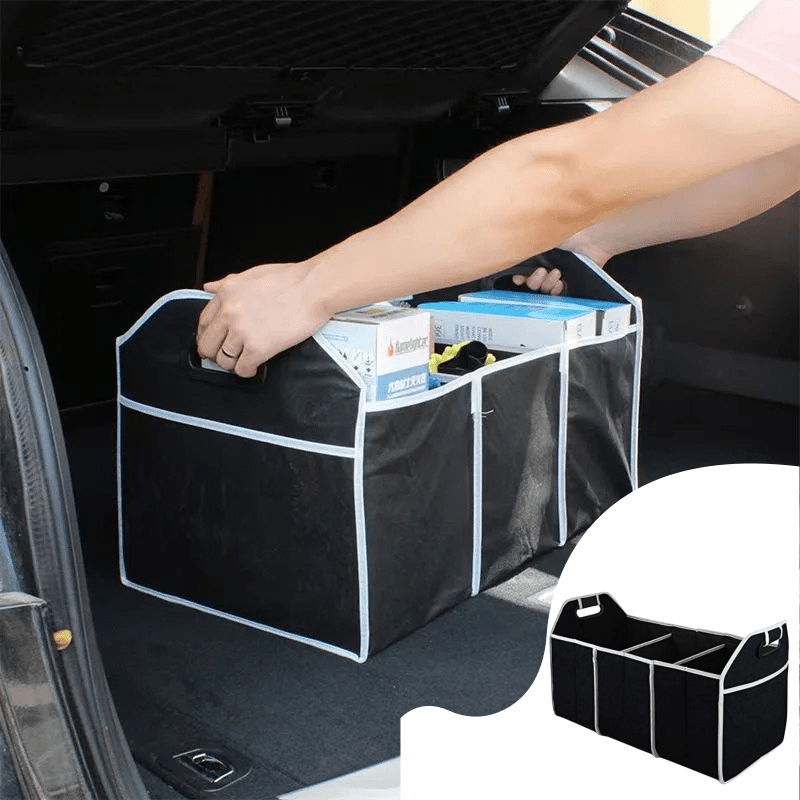 

Versatile Car Trunk Organizer - Waterproof, Foldable Storage Bag With 3 Compartments & Mesh Pocket For Suvs, Trucks, , Sedans