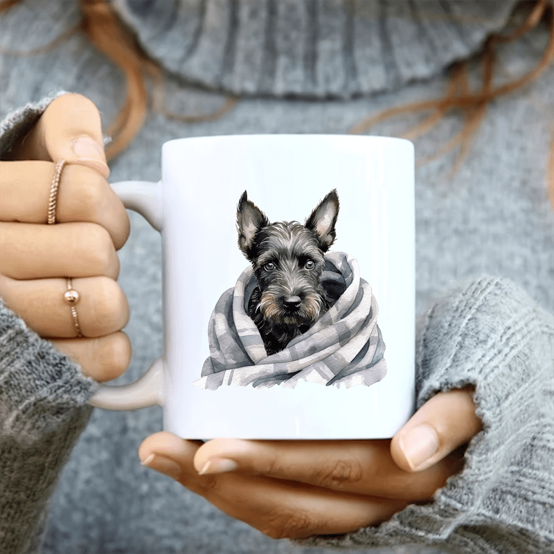 

1pc 11oz Cartoon Puppy Blanket Pattern Water Cup, Cute Ceramic Cup Souvenir, Coffee Cup For Mother Father, Valentine's Day Birthday Holiday Mother's Day Father's Day Gifts