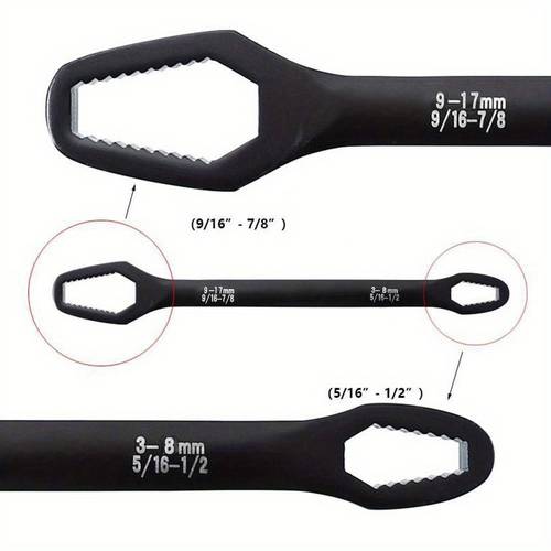 1pc Universal Double-Head Torx Wrench, Adjustable From 3-17mm, Upgrade Your Toolbox Universal Adjustable Wrench