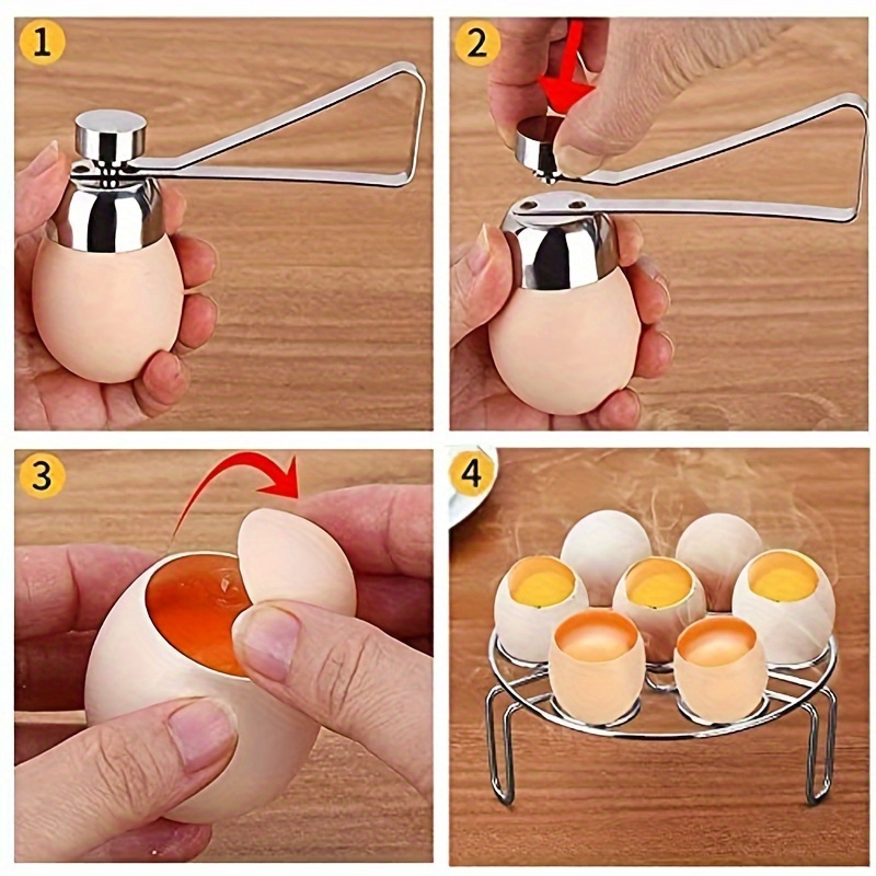 stainless steel egg cracker topper effortless egg opener for   soft and hard boiled eggs kitchen remover tool for eggshells details 0