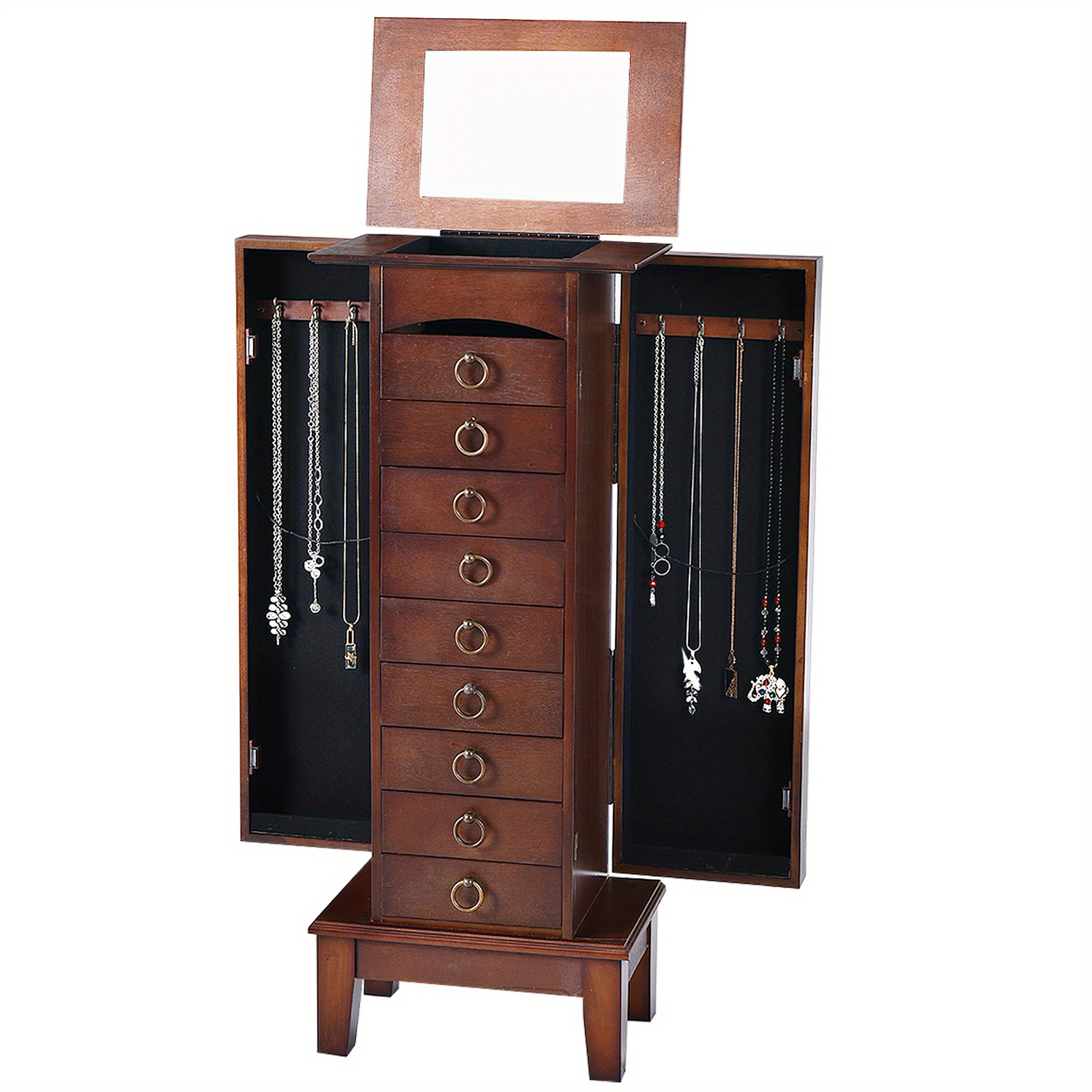 

Gymax Jewelry Cabinet Armoire Wood Storage Box Chest Stand Organizer