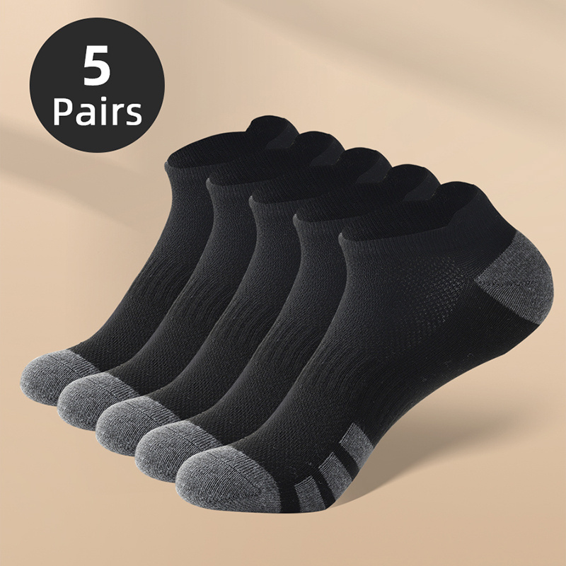 TEMU 5 Pairs Of Men's Low Cut Ankle Socks, Anti Odor & Sweat Absorption Breathable Sport Socks, For Outdoor Wearing All Seasons Wearing