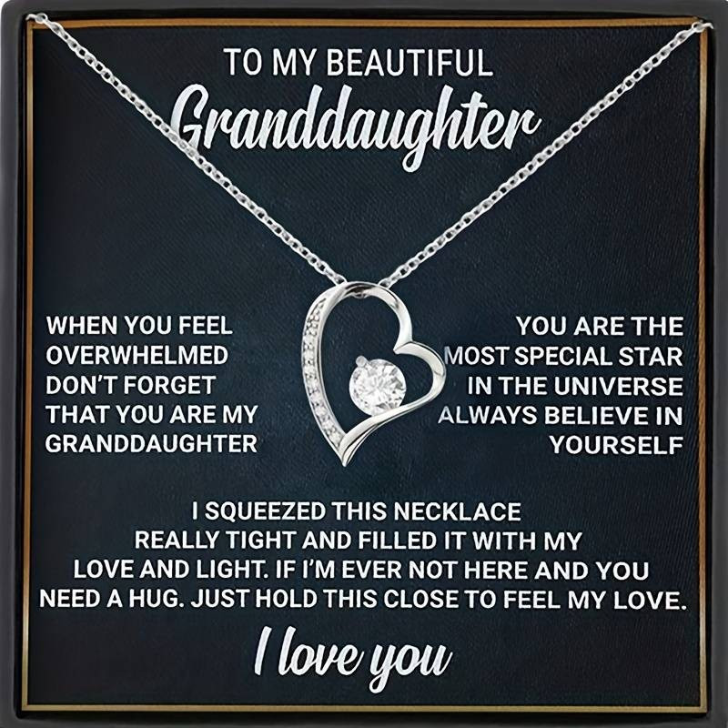 

Pendant Necklace With Gift Card, Best Birthday Christmas Gift For Granddaughter