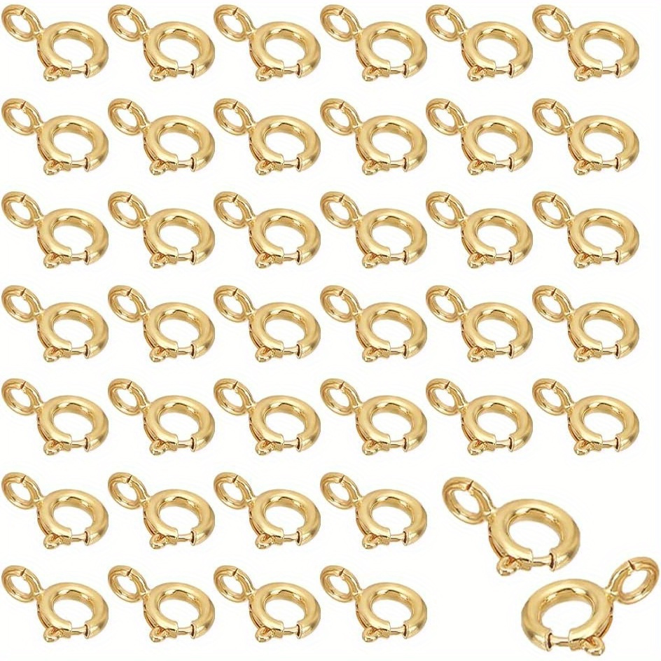 

40pcs Spring Brass Jewelry Clasp Real 14k Gold-plated Connector Band 1.6mm Ring For Necklace Bracelet Making