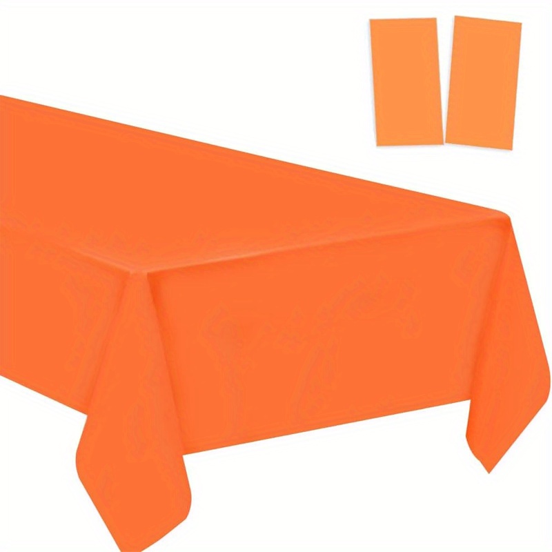 

2-piece Orange Disposable Table Covers, 54x108 Inch - Perfect For Parties, Weddings, Graduations & More - Durable 3-ply Paper & Plastic Blend