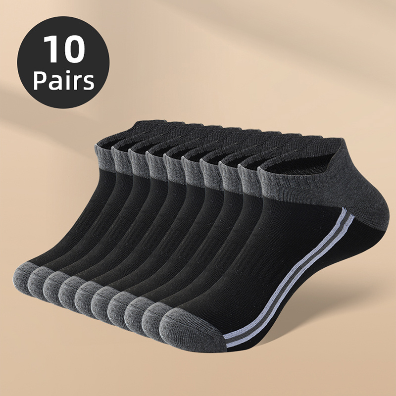 

10 Pairs Of Men's Low Cut Ankle Socks, Anti Odor & Sweat Absorption Breathable Sport Socks, For All Seasons Wearing