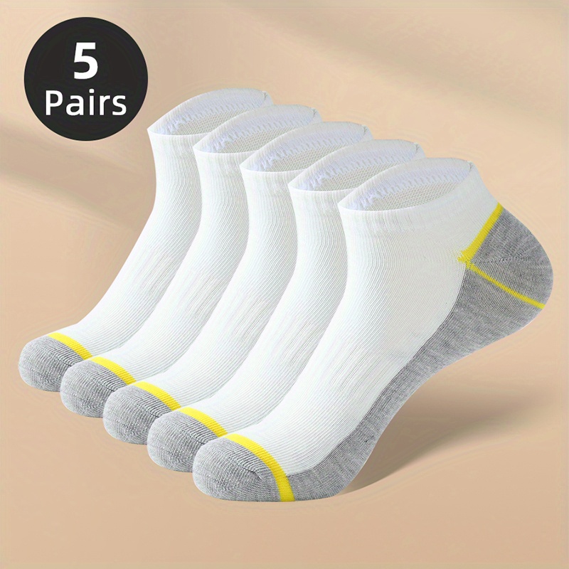 

5 Pairs Of Men's Low Cut Ankle Socks, Anti Odor & Sweat Absorption Breathable Sport Socks, For Outdoor Wearing All Seasons Wearing