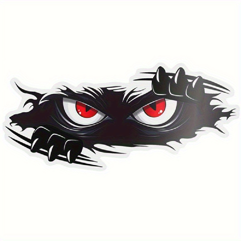 TEMU Peeking Monster Angry Eyes Vinyl Car Decals, Large Black Bumper Stickers For Trucks, Dents & Sports Cars – Funny Monster Stickers