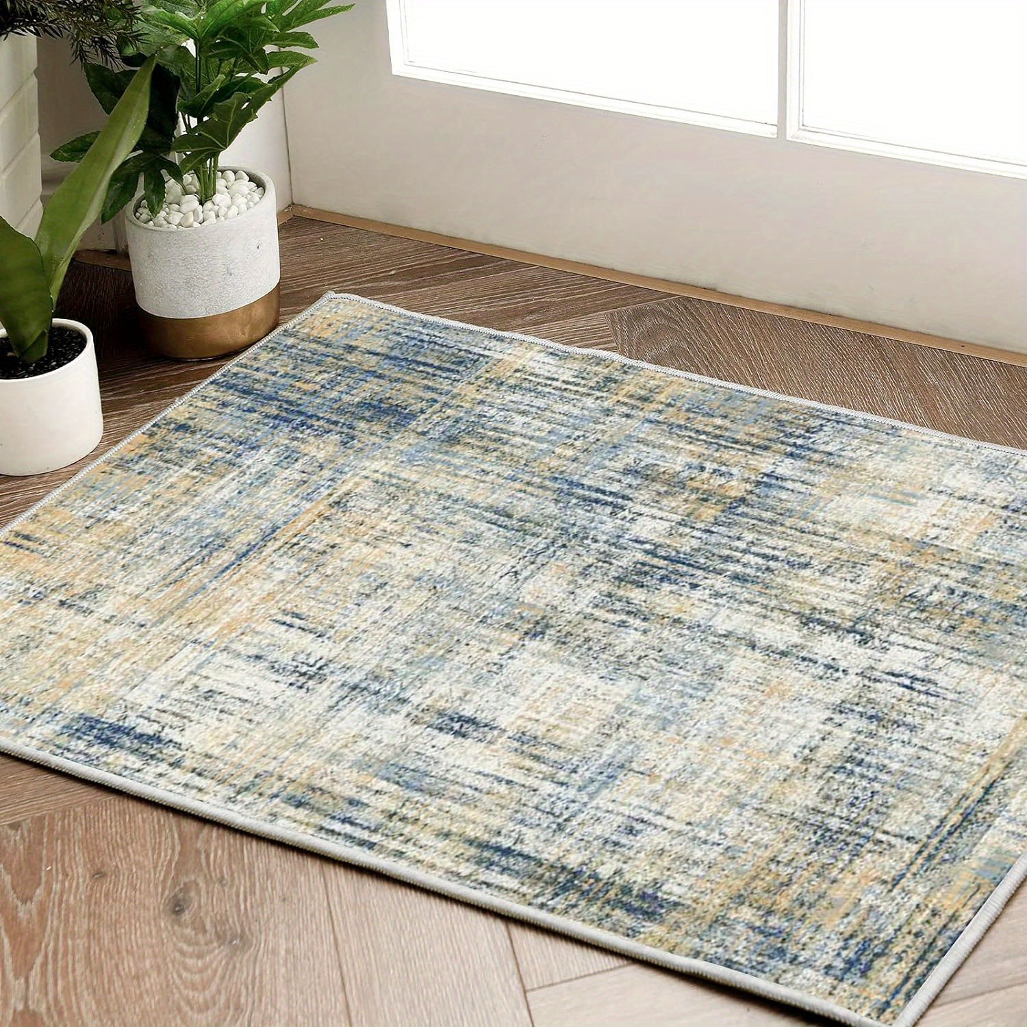 

Jinchan 2x3 Area Rug Entryway Abstract Sketch Distressed Navy Blue Multi Print Rug Non-slip Washable Rug Colorful Overdyed Mat Kitchen Rug Thin Rug Contemporary Carpet Bathroom Living Room Bedroom