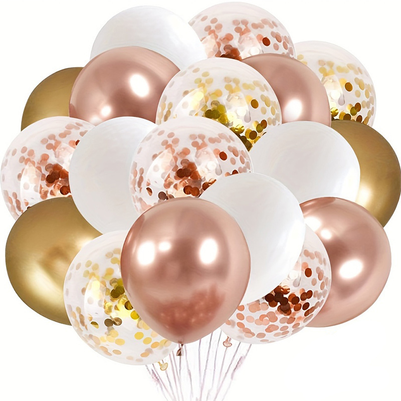

45-piece Rose Gold & White Latex Balloon Set With Confetti - Perfect For Graduations, Birthdays, Weddings, Anniversaries & More - No Power Needed, Suitable For Ages 14+