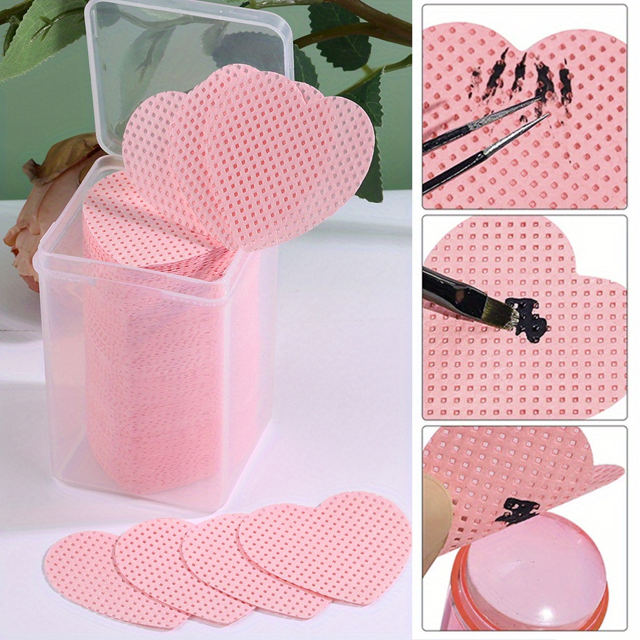 

400pcs Love Heart Lint-free Nail Wipes, Super Absorbent Soft Non-woven Cleaning Pads For Gel Polish Removal, Manicure Tools & Accessories With Storage Box