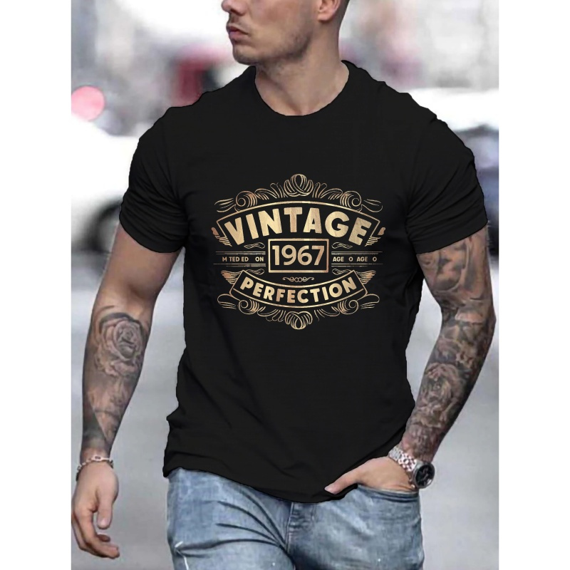 

1967 Vintage Print Tee Shirt, Tees For Men, Casual Short Sleeve T-shirt For Summer