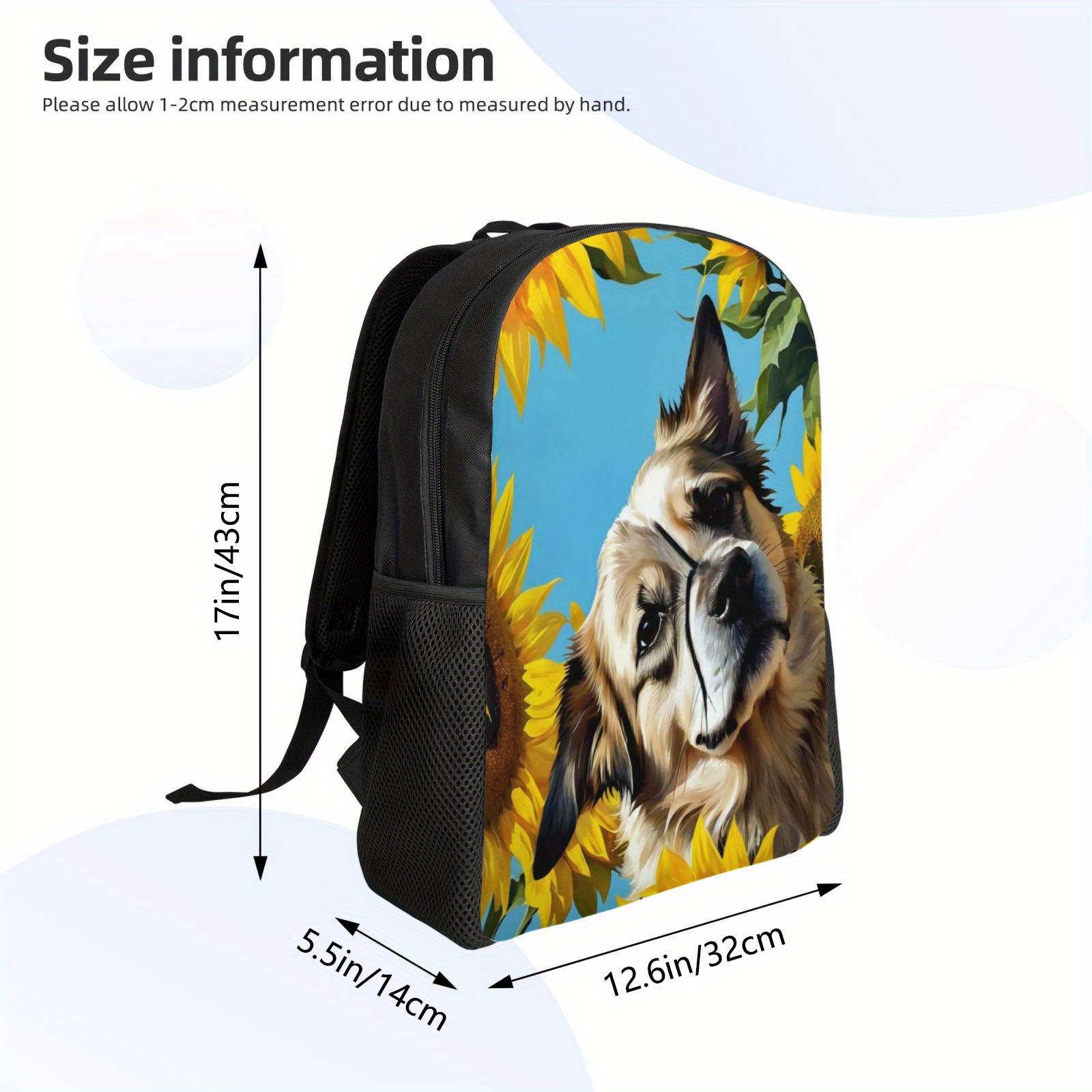 Dog Flower Backpack Cute Puppy Animal Floral Print School Temu New Zealand