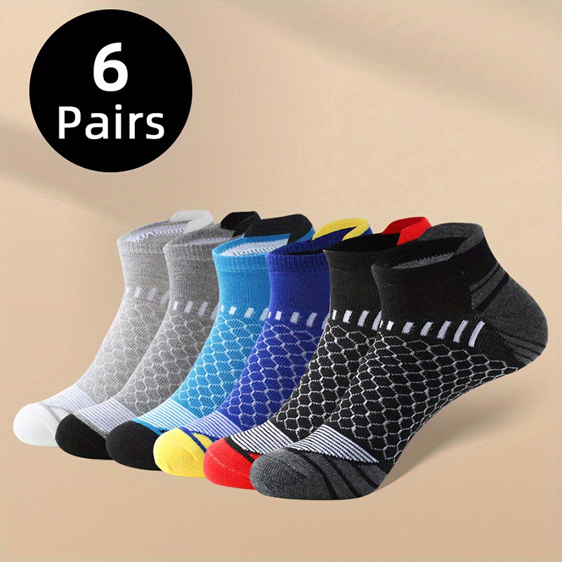 

6pairs Men's No Show Socks, Comfy Breathable Sweat Resistant Anti-odor Socks For Spring Summer Outdoor Fitness Running