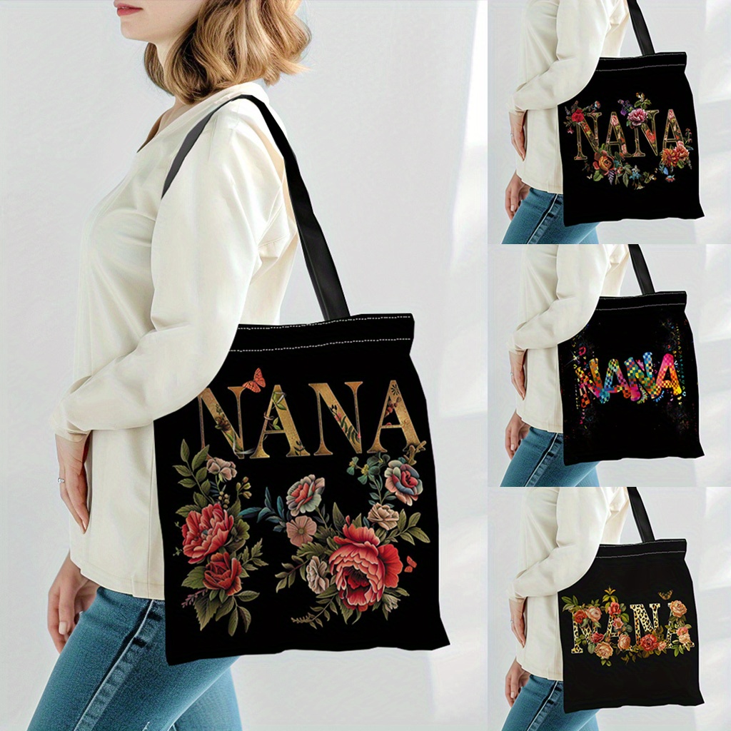 

Chic Floral Canvas Tote Bag - Spacious & , Ideal For Shopping & Use