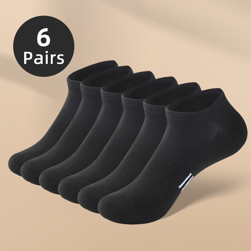 

6pairs Men's No Show Socks, Comfy Breathable Sweat Resistant Anti-odor Socks For Spring Summer Outdoor Fitness Running