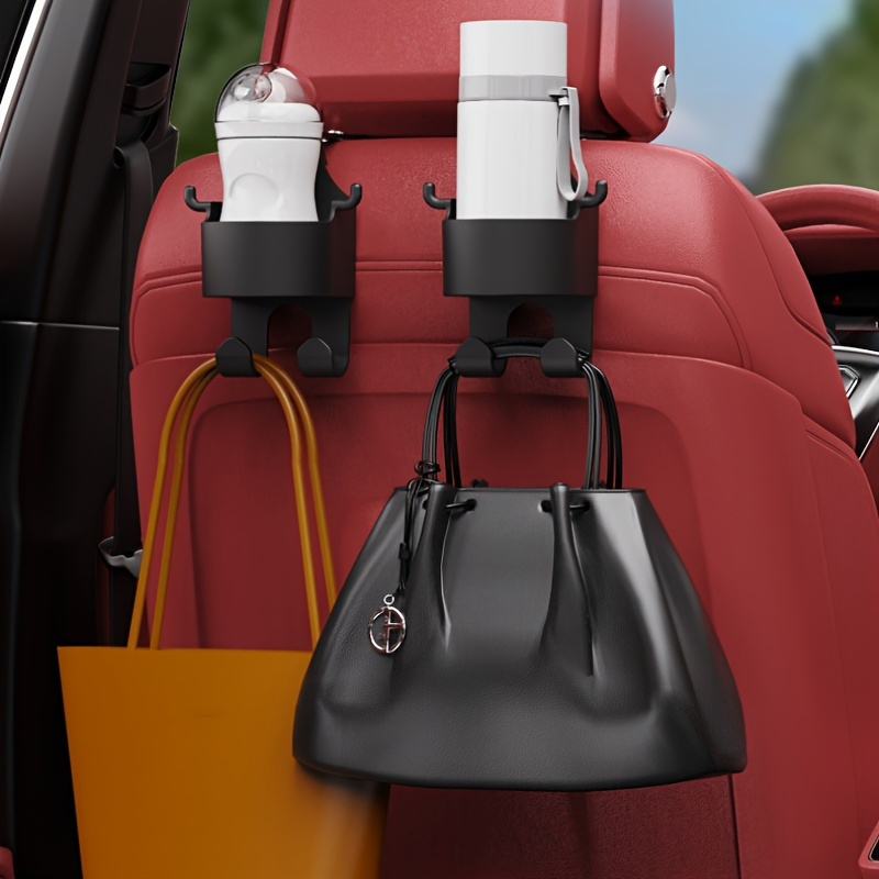 TEMU 3-in-1 Car Organizer: Cup Holder, Seat Back Hook & Phone Mount - Essential Vehicle Accessories