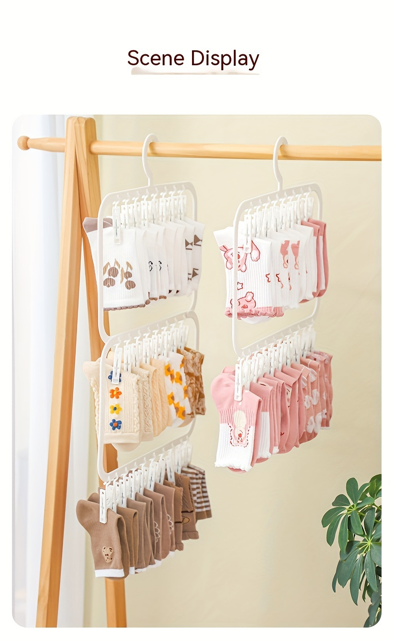 1pc plastic multi clip drying hanger for socks underwear and accessories space saving hanging rack organizer for bedroom bathroom closet wardrobe home dorm details 8