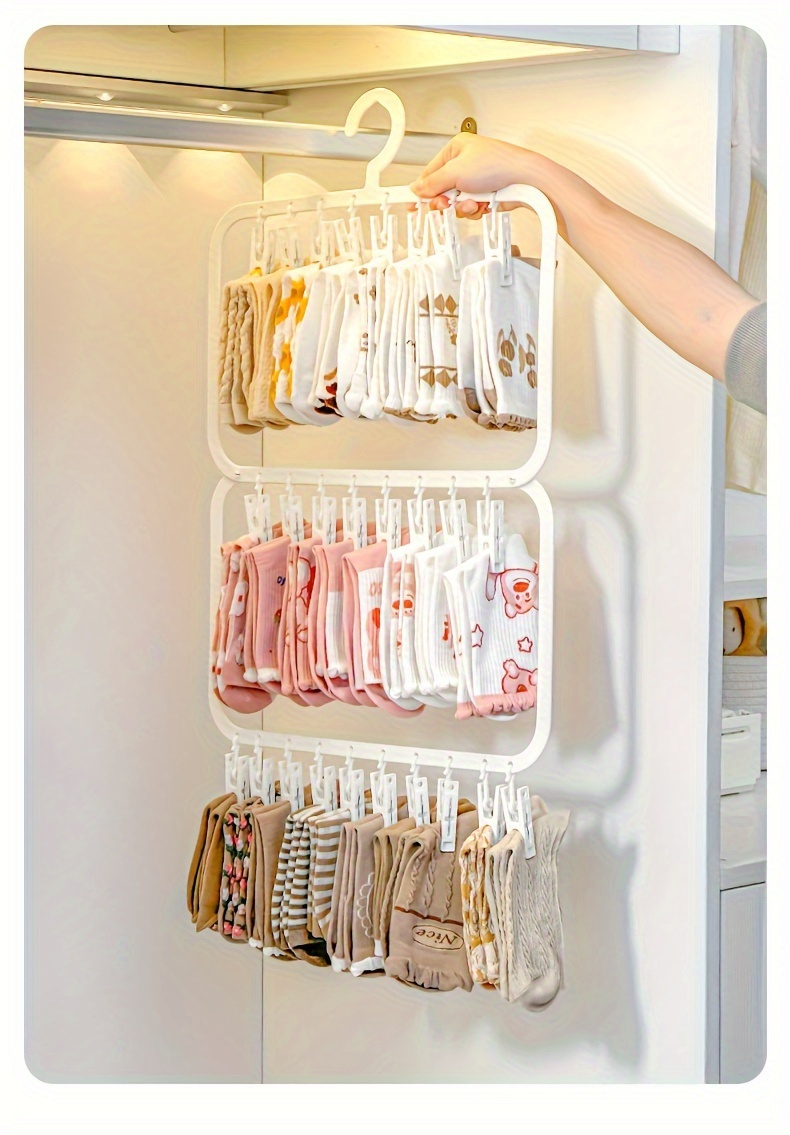 1pc plastic multi clip drying hanger for socks underwear and accessories space saving hanging rack organizer for bedroom bathroom closet wardrobe home dorm details 10