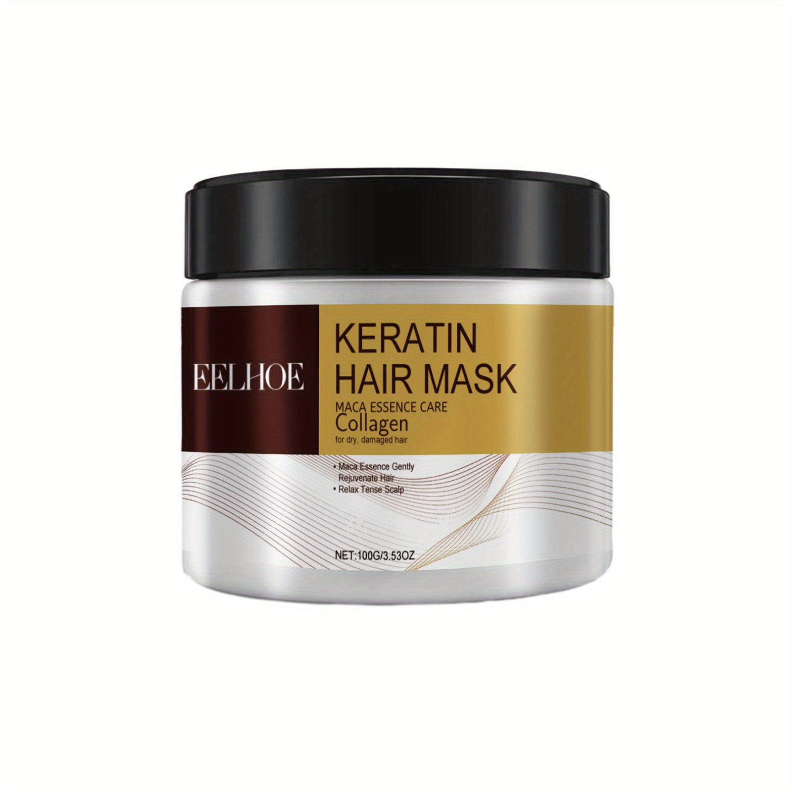 

Eelhoe Maca Keratin Hair Mask With Collagen, 3.53oz - Intensive Deep Moisturizing And Strengthening Treatment For Normal Hair, Restores Youthful Texture And Luster
