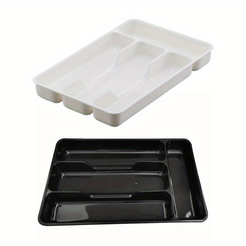

1pc Storage Tray, Multifunctional Portable 4-grid Cutlery Container, Household Reusable Sundries Storage Box, For Kitchen, Living Room And Restaurant, Home Organizers And Storage, Home Accessories