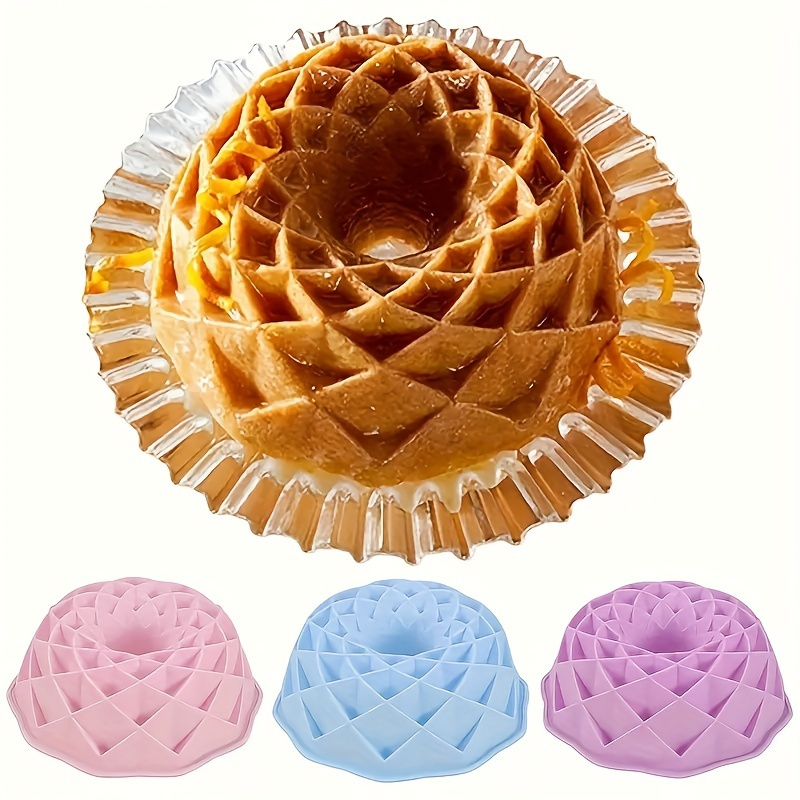 

1pc Silicone Cake Pan - Non-electric, Geometric Fluted , Oven-safe Baking Mold, Kitchen Gadget For Cake Baking