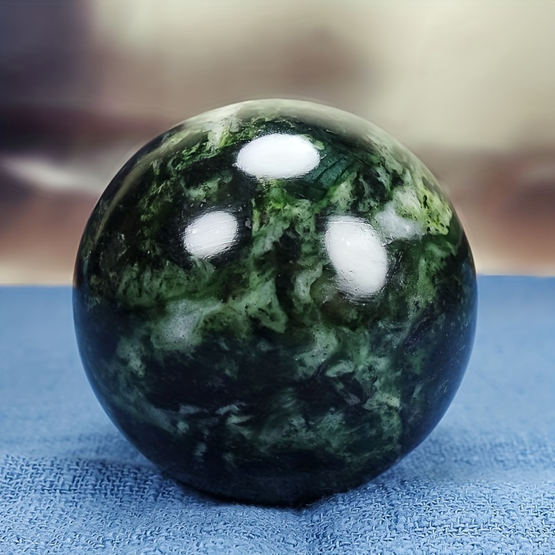 

Elegant Serpentine Jade Ball For Reiki & Energy Healing - Smooth, Polished Home Decor Piece