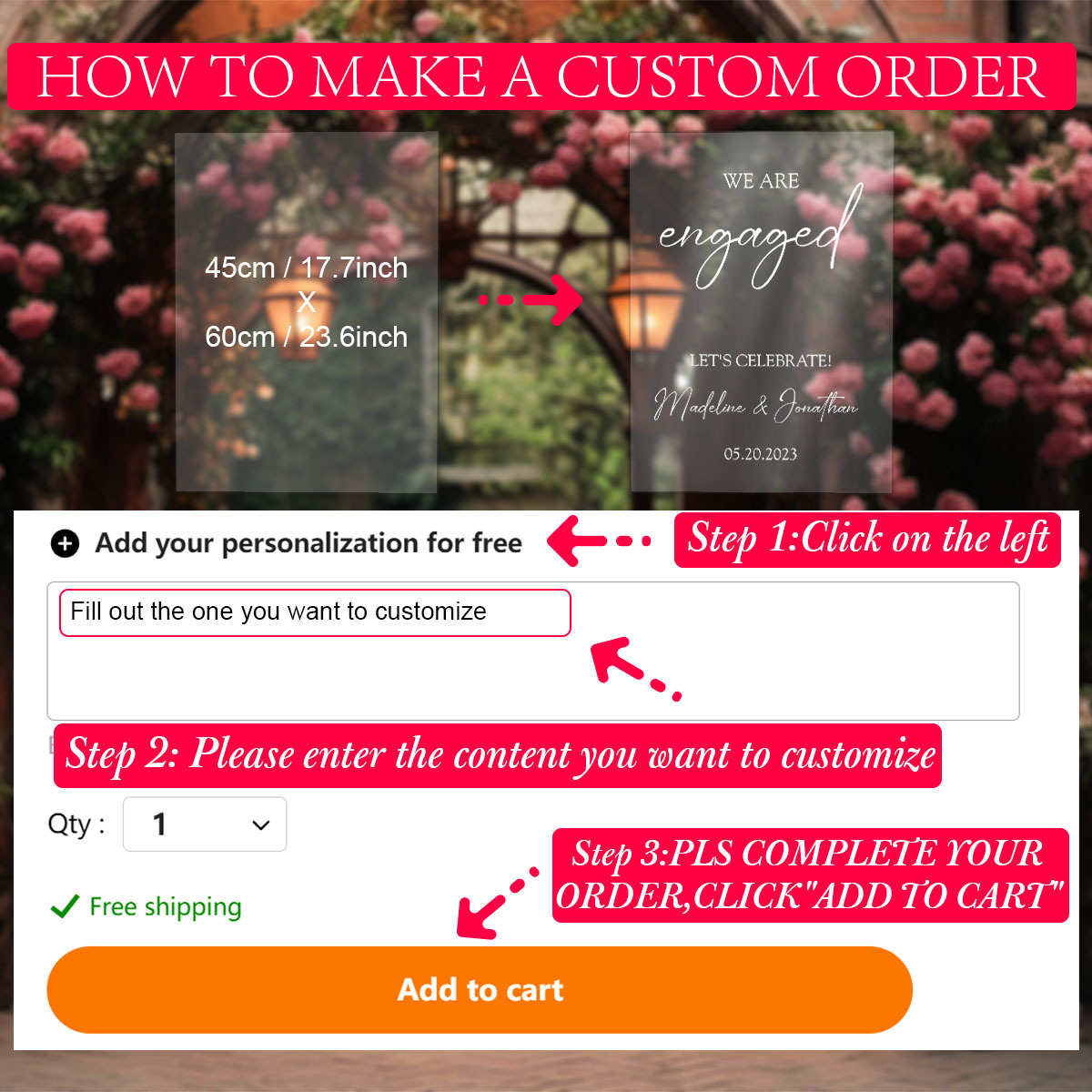 TEMU 1pc, Transparent Personalized Wedding Sign, Custom Acrylic Wedding Sign, Acrylic Wedding Welcome Sign, Wedding Entrance Sign, Welcome Sign With