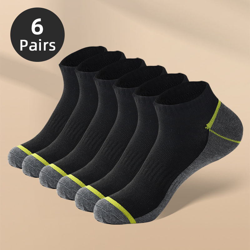 

6pairs Men's Antibacterial Skin-friendly Compression Simple Anklets Socks, Sports Sweat-absorbing Anti-odor Non-slip Socks For Outdoor Fitness Basketball Running