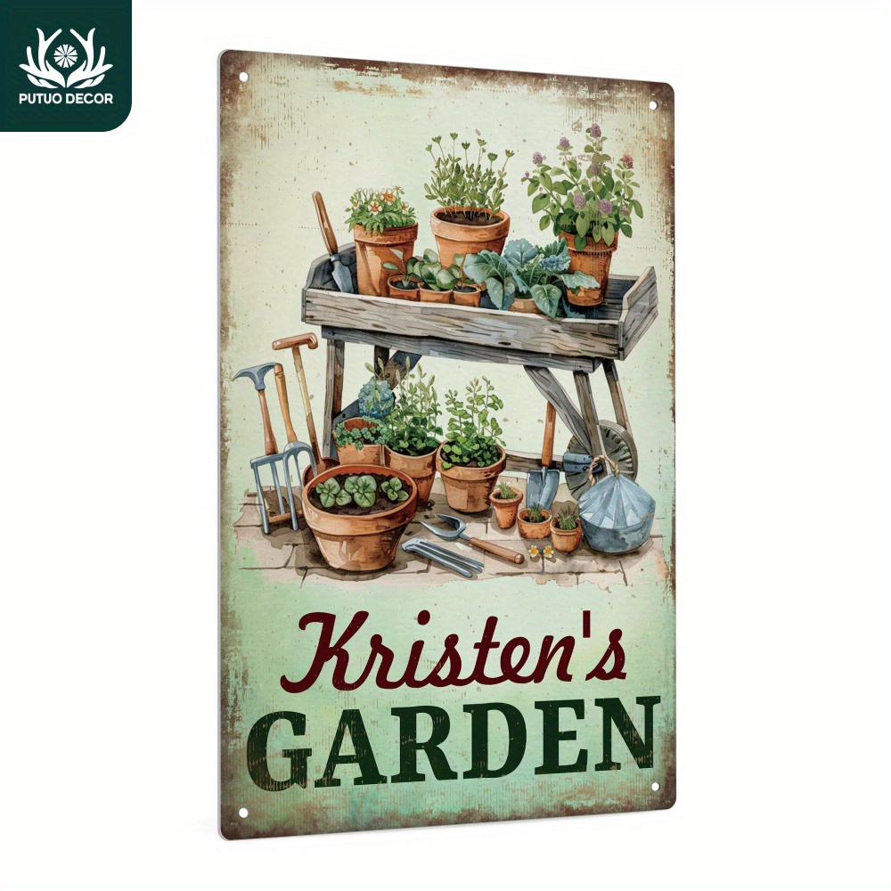 

1pc Custom Metal Tin Sign, 's Garden, Personalized Plaque Vintage Plate Wall Art Decoration For Home Farmhouse Garden Backyard, Gifts For Family Friend