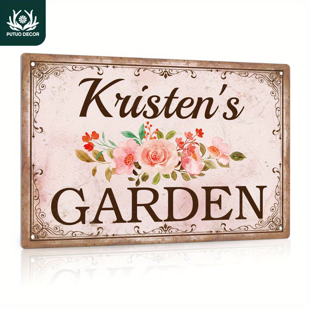 

1pc Custom Metal Tin Sign, 's Garden, Personalized Plaque Vintage Plate Wall Art Decoration For Home Farmhouse Backyard Garden, Gifts For Friend Family
