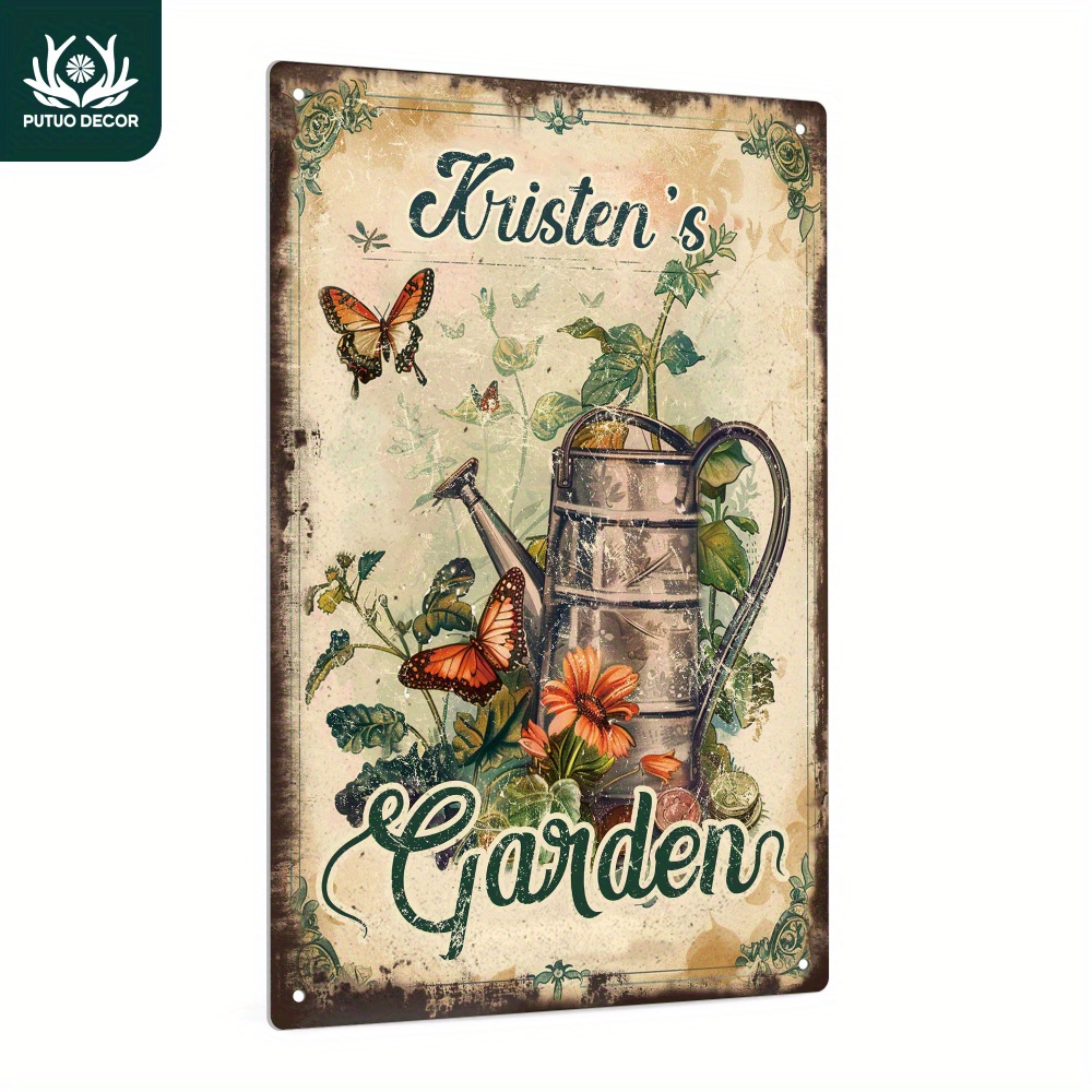 

1pc Custom Metal Tin Sign, 's Garden, Personalized Plaque Vintage Plate Wall Art Decoration For Home Farmhouse Garden Backyard, Gifts For Friend Family
