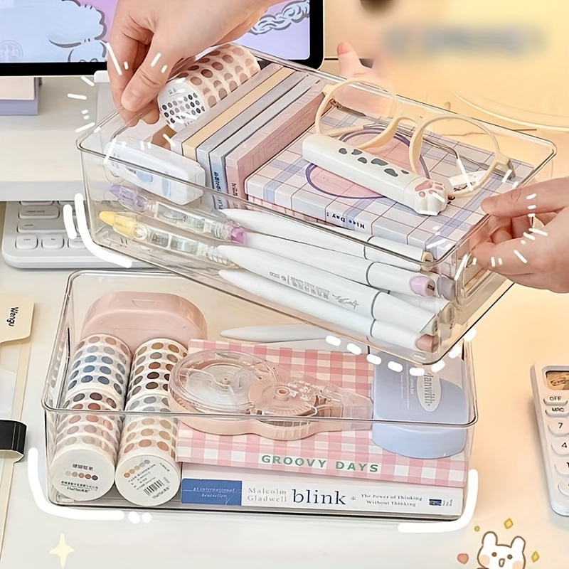 

3-piece Acrylic Desktop Organizer Set - Transparent Storage Bins For Cosmetics, Stationery, Toiletries & More - Stackable, Multi-functional Home Organization Solution