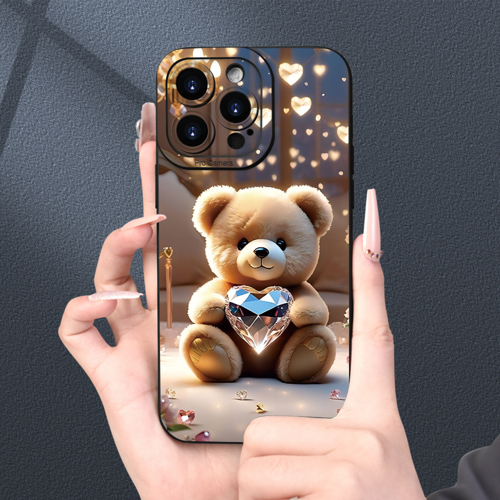 

Diamond Bear Design Tpu Case & Cover Bundle For 15, 14, 13, 12, 11, Xs, Xr, X, 7, 8 Plus Pro Max Mini - Protective And Stylish Phone Cases With Colorful Printed Patterns