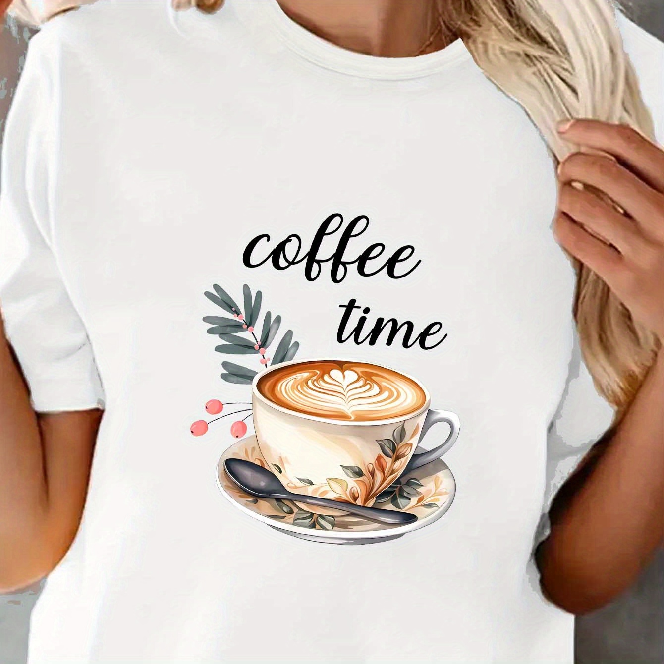 

Coffee Letters Print T-shirt, Fashion Casual Crew Neck Short Sleeve Sport T-shirt, Casual Daily Tops