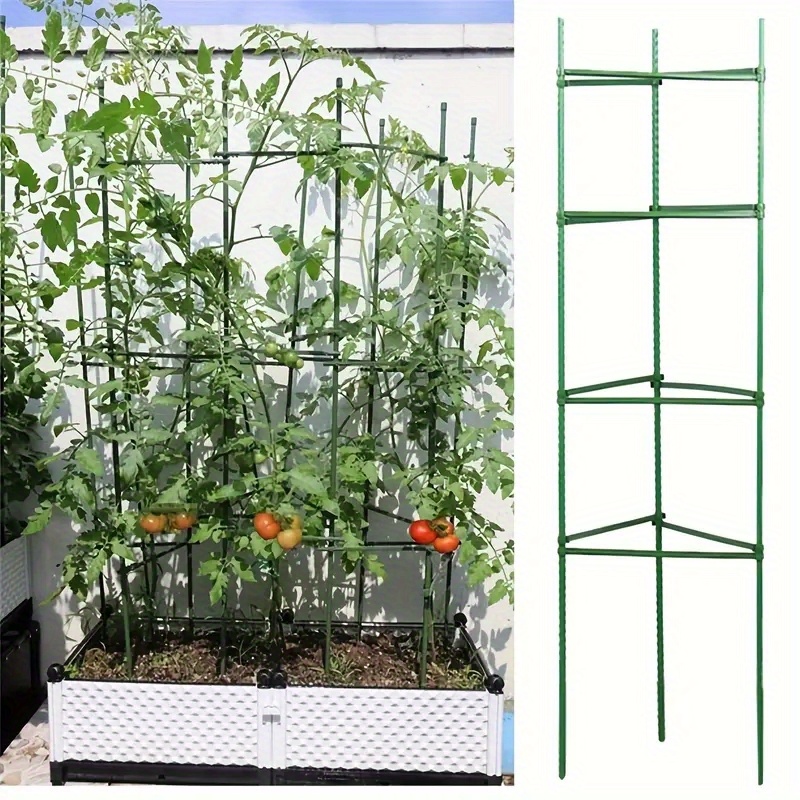 

12-piece Vertical Garden Stakes - Waterproof, Portable Support For Climbing Vegetables & Tomatoes - Fits 11mm Stakes, Includes Plastic Pole Brackets