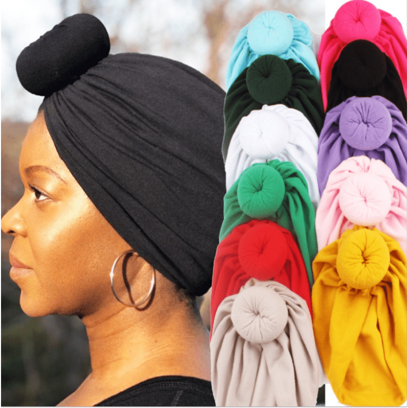 

10pcs Fashion Turban Bandanas Headband Stretchy Turban Hat Headband Wrap Chemo Knotted Cap Adult Headband Donut Hat Solid Hairbands Hair Accessories Headwrap Earflaps Earmuffs