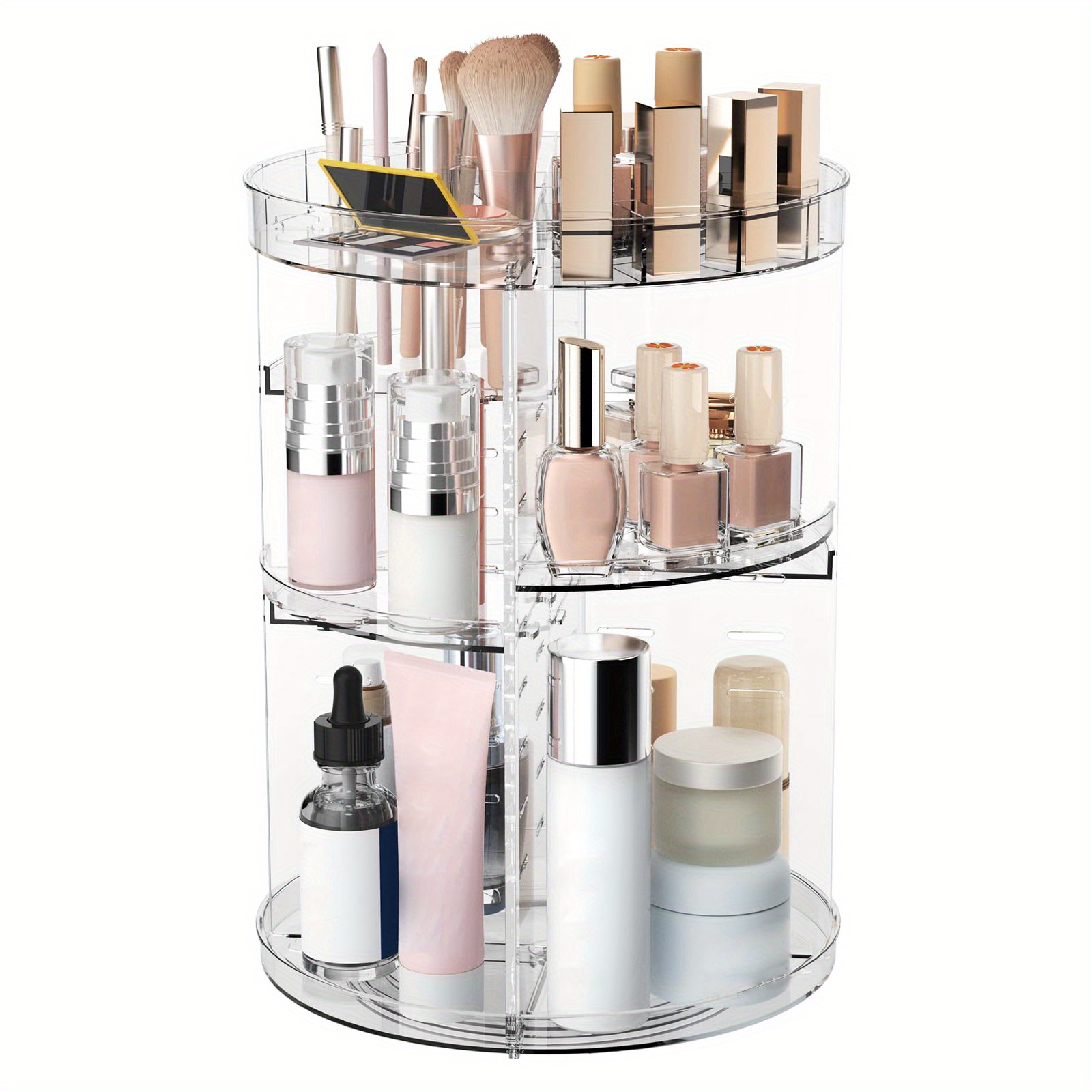 

360° Rotating Makeup Organizer With 8 Adjustable Layers - Spinning Cosmetic & Skincare Storage Shelf, Scent-free Pvc, Perfect For Vanity, Bathroom Countertop Rotating Makeup Brush Storage Case