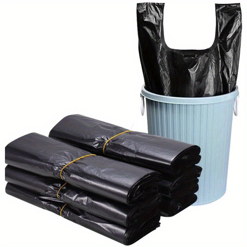 

50pcs Thick Vinyl Garbage Bags - Scent-free Disposable Plastic Bags For Household, Kitchen, Outdoor, Bedroom, And Toilet Waste - Durable Vest Style Black Trash Bags