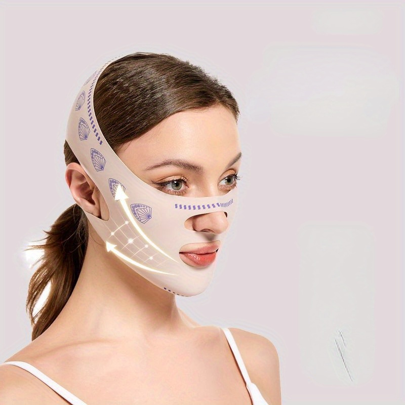 

1pc Elastic Face Lifting Belt Strap - Breathable V-line Chin Up Mask, Double Chin Reducer, Sagging Skin Lift Beauty Strap, Paraben-free Facial Slimming Band For Women