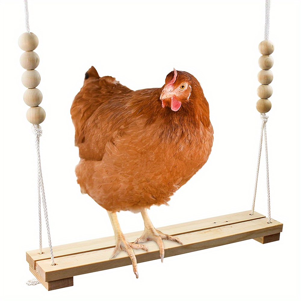 TEMU 1pc Chicken Swing Toy, Chicken Coop Wooden Perch Station, Large Perch Ladder Poultry Rooster Hen Pet Parrot Entertainment Toy