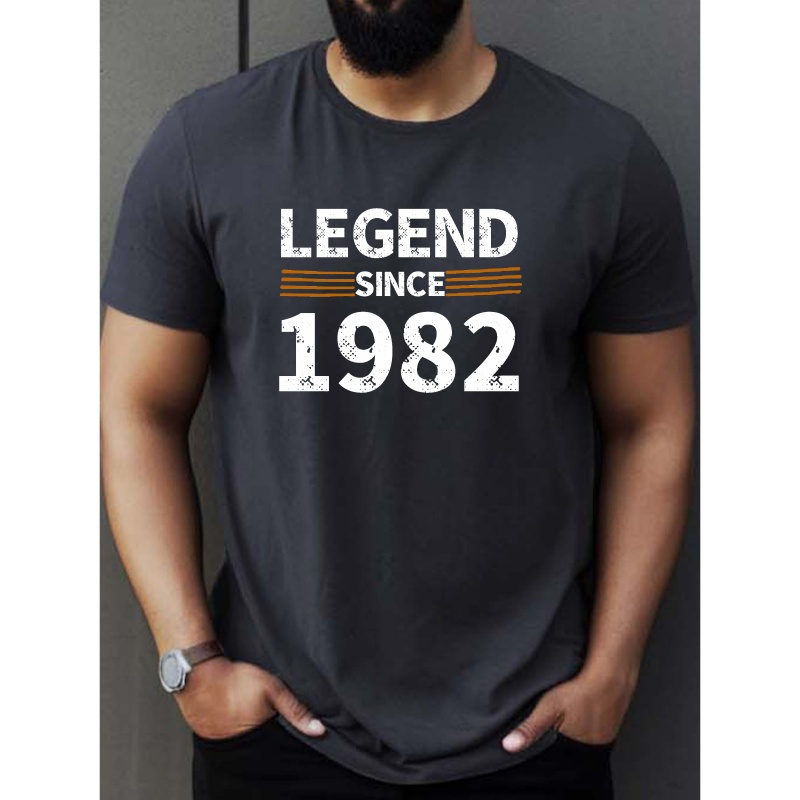 

Legend Since 1982 Print Tee Shirt, Tees For Men, Casual Short Sleeve T-shirt For Summer
