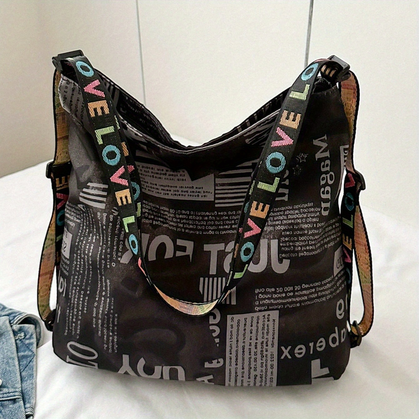 

Vintage Letter Print Handbag, Fashionable Crossbody Bag, Women's Casual Tote Bag Shoulder Bag