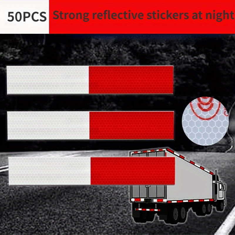 

50pcs Red & White Reflective Stickers For Cars And Trucks - Durable Paper, Enhances Visibility & Safety