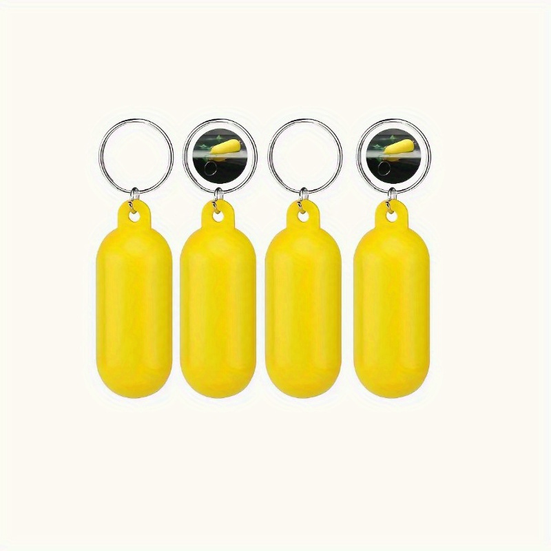 TEMU 4pcs Floating Yellow Keyrings For Boats, Multifunctional Key Rings For Swimming Fishing