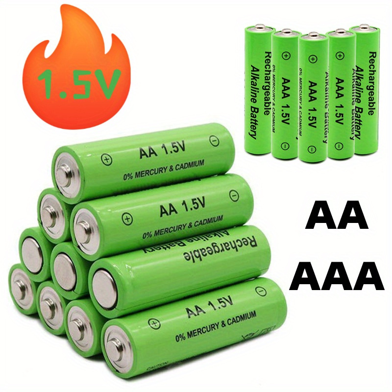 

16 piles alcalines rechargeables AA 1,5 V, matériau métallique, compatibles avec les jouets électroniques et les télécommandes, sans mercure ni cadmium