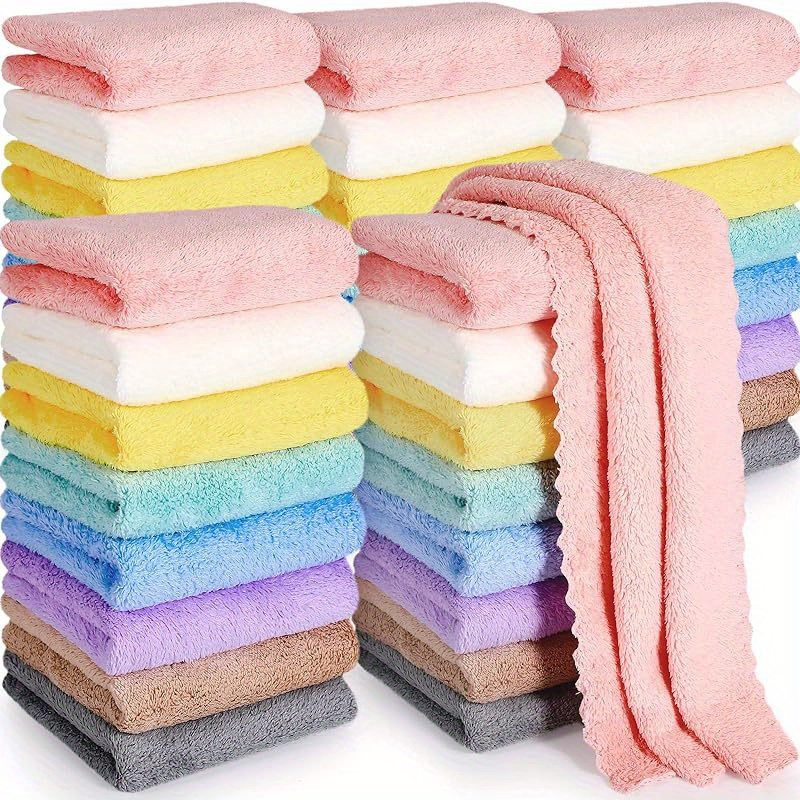 

20-piece Soft & Absorbent Washcloths - Solid Color, Lightweight Polyester Blend, Perfect For Home Bathroom Essentials