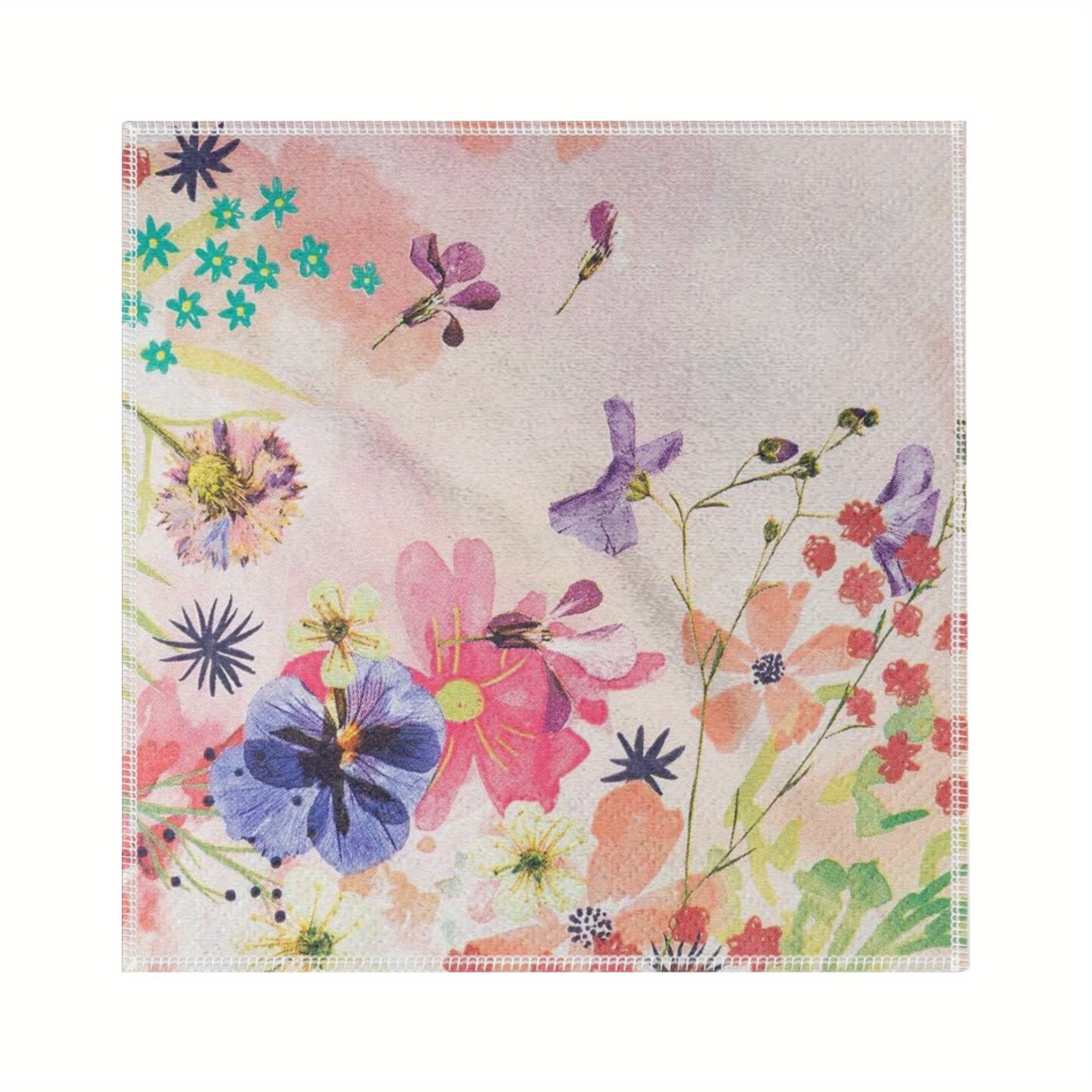 

Set Of 4 Spring Floral Polyester Cloth Napkins - Square, Woven, Decorative Table Napkins For Appetizers, Desserts, Tea Parties, Weddings, And Birthdays - Dandelion Butterfly Pattern (18x18 Inches)